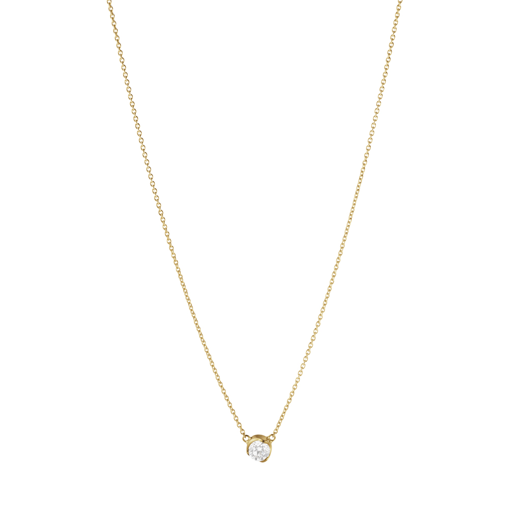 10: Georg Jensen Signatur Diamond 18 kt. guld halskæde med vedhæng med brillant 0,20ct