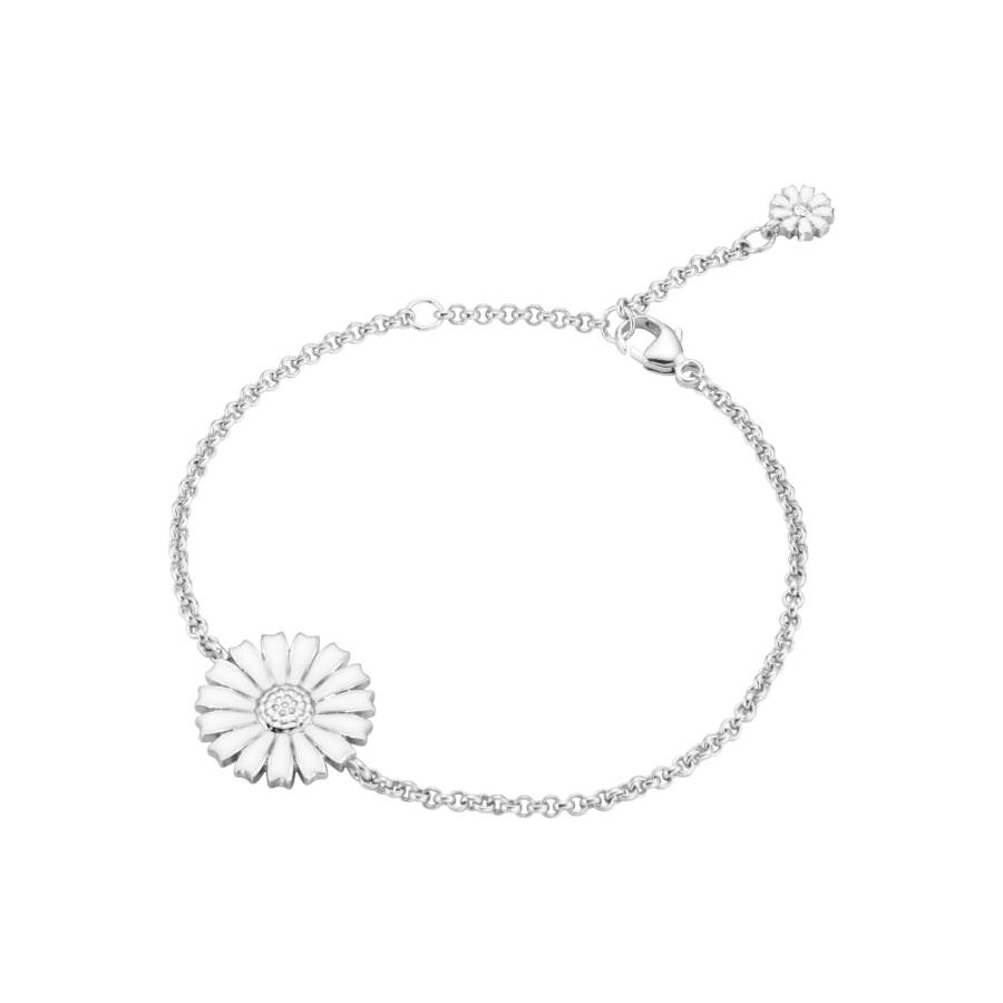 Se Georg Jensen Daisy sølv armbånd med 1 blomst - 20001538 hos Brodersen + Kobborg