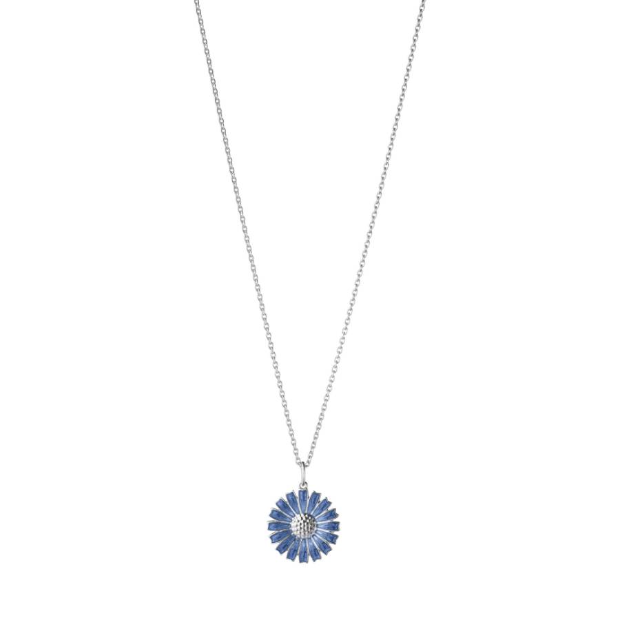 Georg Jensen Daisy sølv kæde med blå blomst - 20001545
