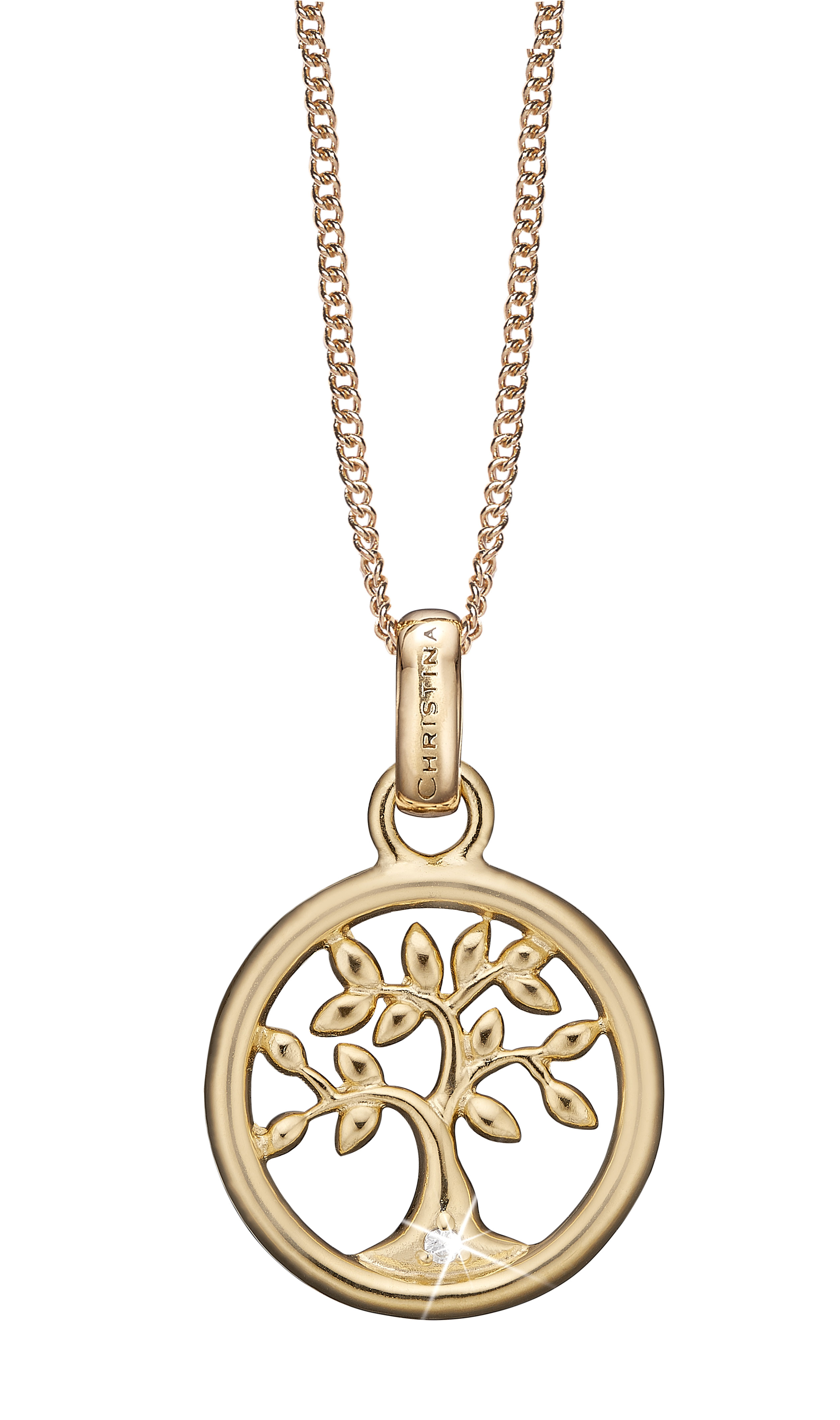 Diamond Tree of Life vedhæng forgyldt - 680-G46