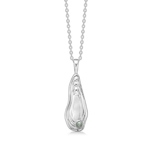 Billede af Studio Z Shell sølv halskæde med grå sten - 7127828