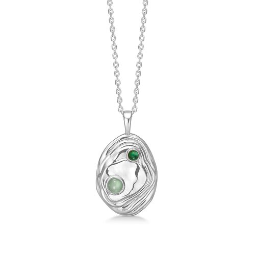Billede af Studio Z Shell sølv halskæde med grøn sten - 7127836 hos Brodersen + Kobborg