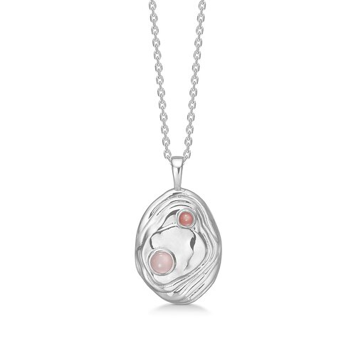 Billede af Studio Z Shell sølv halskæde med rosa sten - 7127838