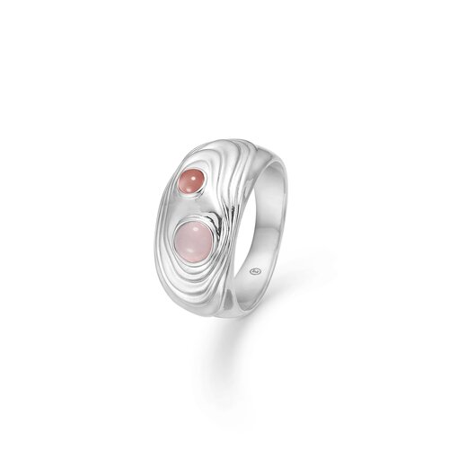 Billede af Studio Z Shell sølv ring med rosa sten - 7147838