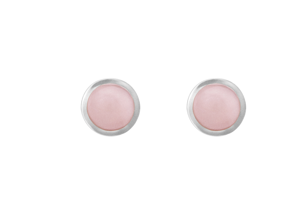 10: OLE LYNGGAARD Lotus sølv ørestikker med rosa opal