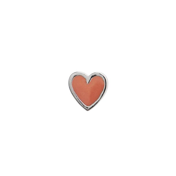 Stine A Petit Love Heart Coral ørestik - 1181-00-Cora