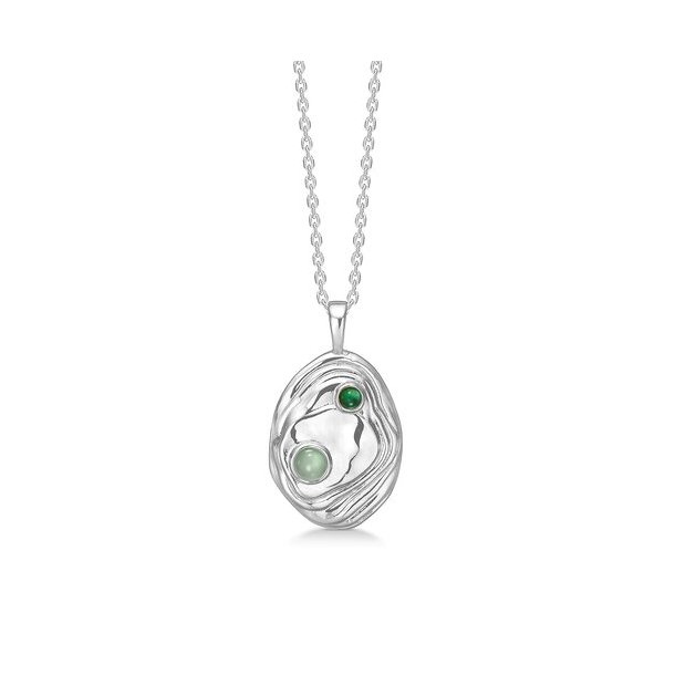 Studio Z Shell sølv halskæde med grøn sten - 7127836