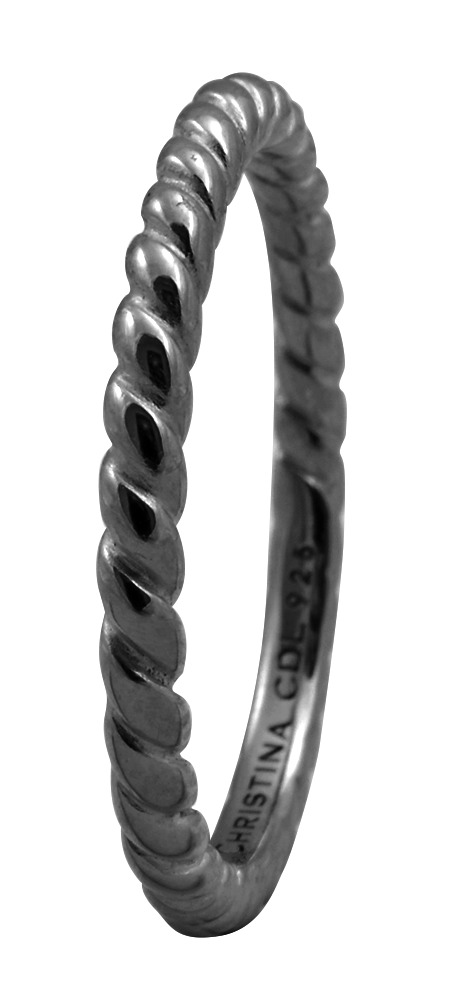 CHRISTINA Black Sølvring Rope - 0.1D Størrelse 57