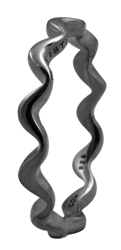 CHRISTINA Black Sølvring Wave - 0.2D Størrelse 59