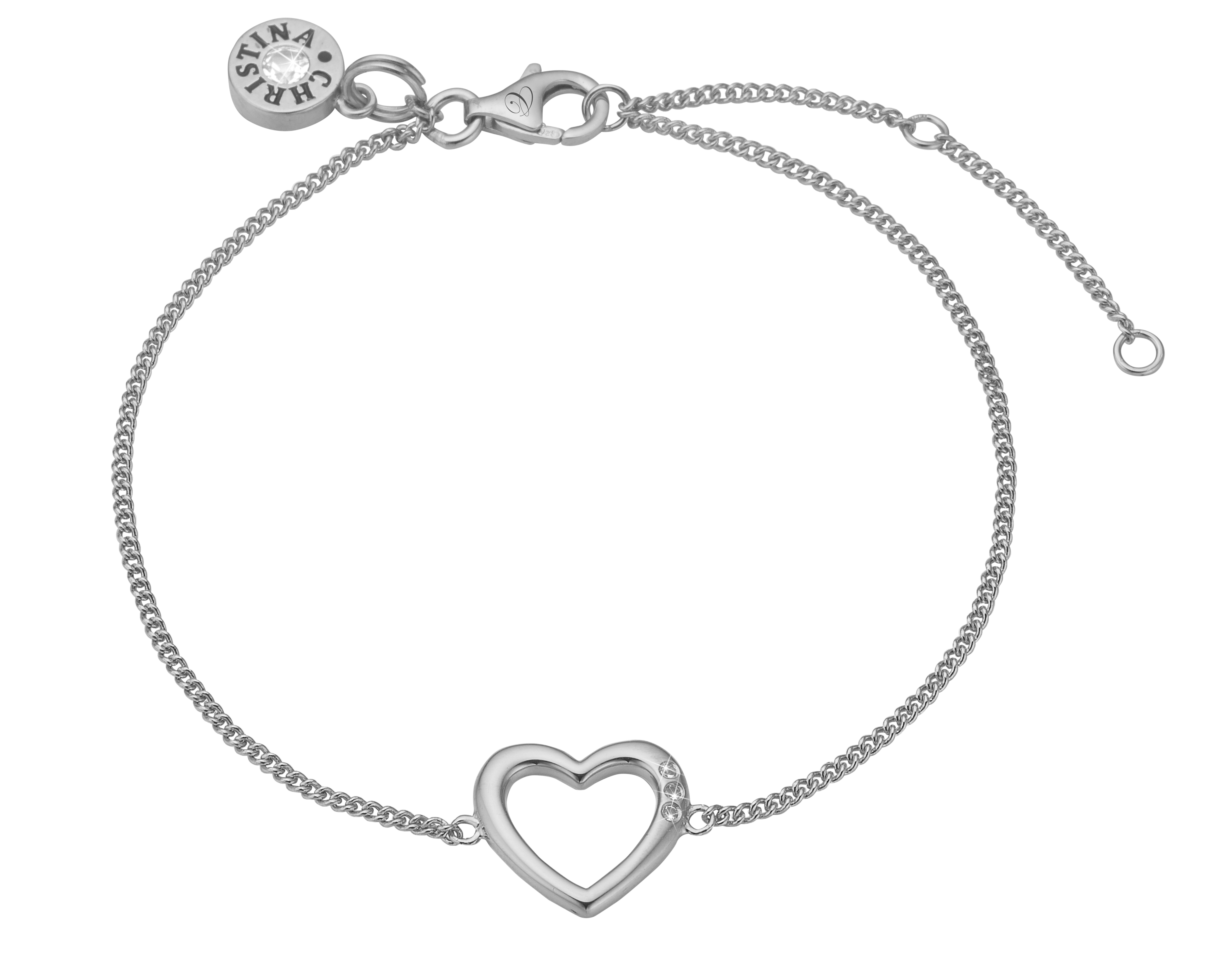 Christina open heart sølvarmbånd - 601-S10 20 centimeter 