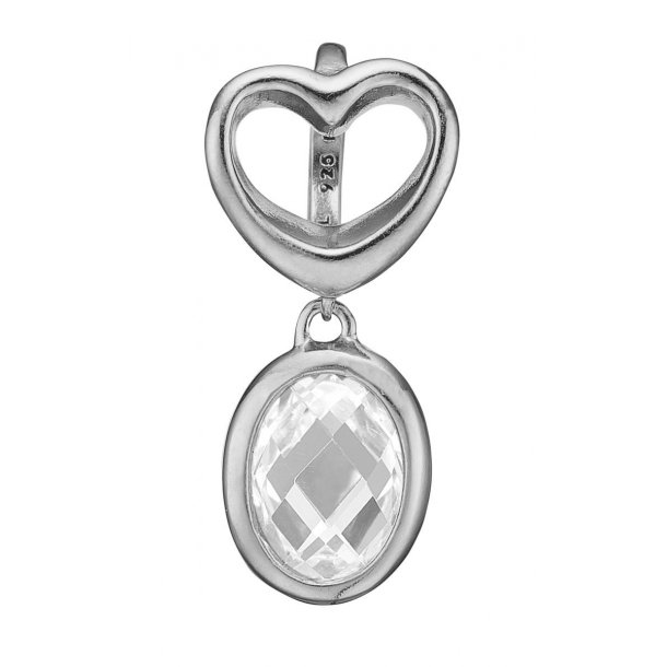 Christina open heart crystal sølv charm - 610-S63WHITE