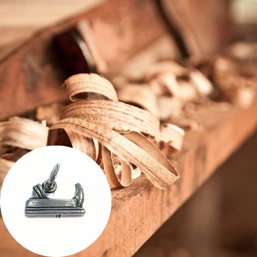 Svendegave til tømrer/Snedker - kæde med høvl vedhæng i sølv